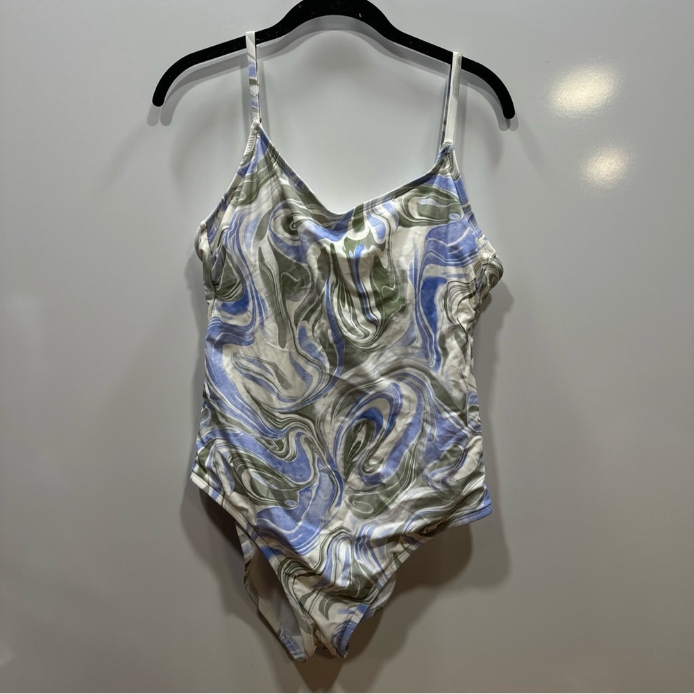 Hurley Women's One-Piece Swimsuit Tidal Focus Marbled Swirl Size XL‎ Beach Pool